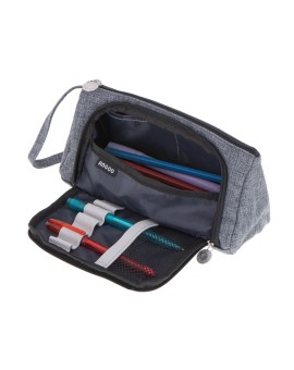 Piórnik szkolny dwukomorowy saszetka kosmetyczka rozkładany 3w1 szary Kik Sp. z o. o. Sp. k. | Time- 2