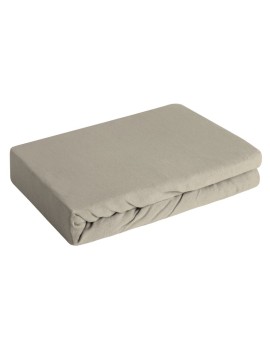Prześcieradło jersey z gumką 240x220 cm z bawełny kolor beżowy 140 g/m2