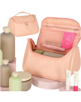 Kosmetyczka kuferek organizer podróżna damska męska pojemna na wakacje różowa
