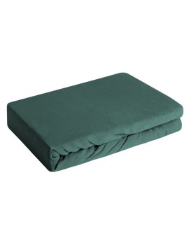 Prześcieradło jersey z gumką 240x220 cm z bawełny kolor ciemnozielony 140 g/m2