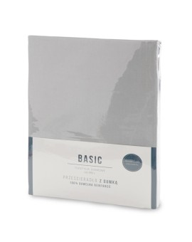 Prześcieradło z gumką 180x200 cm z bawełny kolor jasnoszary 105 g/m2 BASIC Eurofirany | Time- 2