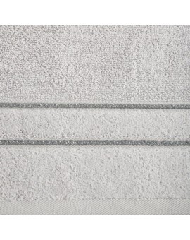 Ręcznik do rąk 30x50 cm bawełniany kolor srebrny z kontrastującymi paseczkami 500 g/m2 SIBEL Eurofirany | Time- 2