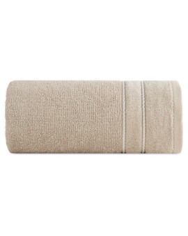 Ręcznik do rąk 30x50 cm bawełniany kolor beżowy z kontrastującymi paseczkami 500 g/m2 SIBEL