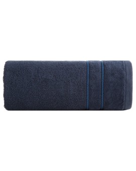 Ręcznik do rąk 30x50 cm bawełniany kolor granatowy z kontrastującymi paseczkami 500 g/m2 SIBEL