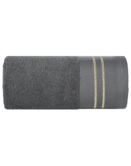 Ręcznik do rąk 30x50 cm bawełniany kolor stalowy z haftowanymi paseczkami 500 g/m2 OLIVIA Eurofirany | Time- 2