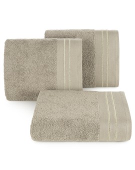 Ręcznik kąpielowy 50x90 cm bawełniany kolor beżowy z haftowanymi paseczkami 500 g/m2 OLIVIA