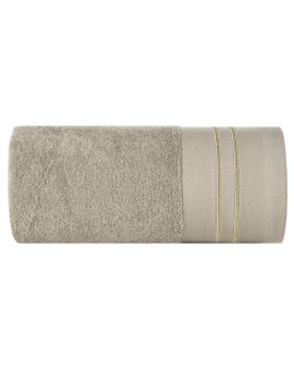 Ręcznik kąpielowy 50x90 cm bawełniany kolor beżowy z haftowanymi paseczkami 500 g/m2 OLIVIA Eurofirany | Time- 2
