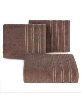 Ręcznik kąpielowy 50x90 cm bawełniany kolor brązowy z ozdobną żakardową bordiurą z marszczeniem 480 g/m2 JONAS