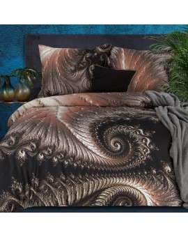 Ekskluzywna pościel 220x200 cm bawełniana kolor brązowy, czarny z nowoczesnym wzorem Reina Line