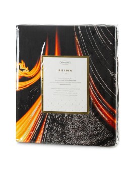 Ekskluzywna pościel 220x200 cm bawełniana kolor czarny, żółty z nowoczesnym wzorem Reina Line Eurofirany | Time- 2