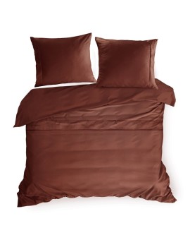 Pościel 140x200 cm z bawełny, makosatyny kolor marsala z ozdobną kantą i haftem kolekcja MINGE ELEGANTE Eurofirany | Time- 2