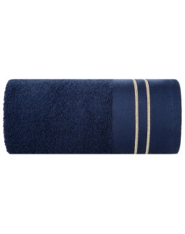 Ręcznik kąpielowy 50x90 cm bawełniany kolor granatowy z haftowanymi paseczkami 500 g/m2 OLIVIA Eurofirany | Time- 2