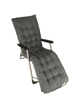 Leżak ogrodowy LUARO fotel składany turystyczny z poduszką szary Kik Sp. z o. o. Sp. k. | Time- 2