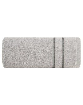 Ręcznik kąpielowy 50x90 cm bawełniany kolor srebrny z kontrastującymi paseczkami 500 g/m2 SIBEL