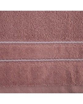 Ręcznik kąpielowy 50x90 cm bawełniany kolor pudrowy z kontrastującymi paseczkami 500 g/m2 SIBEL Eurofirany | Time- 2