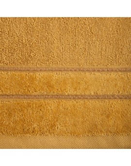 Ręcznik kąpielowy 70x140 cm bawełniany kolor musztardowy z kontrastującymi paseczkami 500 g/m2 SIBEL Eurofirany | Time- 2
