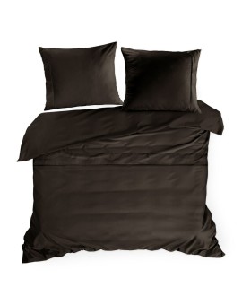 Pościel 140x200 cm z bawełny, makosatyny kolor brązowy z ozdobną kantą i haftem kolekcja MINGE ELEGANTE Eurofirany | Time- 2