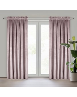 Zasłona ROSA 140x270 cm welwetowa pudrowy róż na taśmie (Design D91)