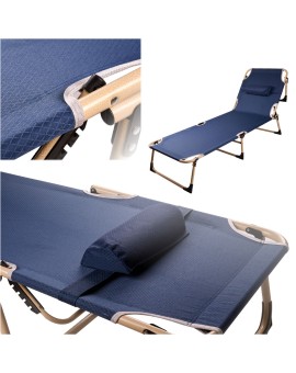 Łóżko polowe LUARO składane turystyczne kanadyjka leżanka z regulacją 193 cm granat Kik Sp. z o. o. Sp. k. | Time- 2