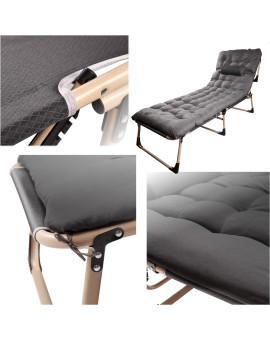 Łóżko polowe LUARO turystyczne składane leżak biznesowy 193 cm ciemny szary Kik Sp. z o. o. Sp. k. | Time- 2