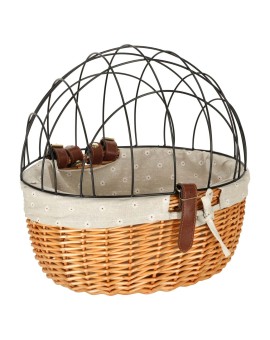 Koszyk wiklinowy na rower z kratką metalową transporter dla kota psa