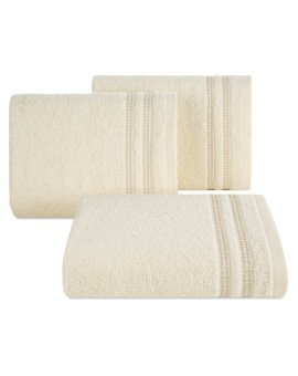 Ręcznik do rąk 30x50 cm bawełniany kolor kremowy z subtelną bordiurą w paseczki 500 g/m2 ALLY
