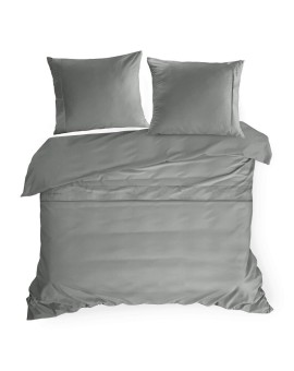 Pościel 220x200 cm z bawełny, makosatyny kolor stalowy z ozdobną kantą i haftem kolekcja MINGE ELEGANTE Eurofirany | Time- 2