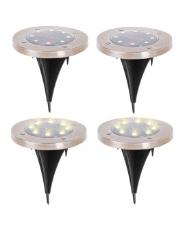 Lampy ogrodowe solarne najazdowe gruntowe czujnik zmierzchu wbijane świecący dysk 8LED 4szt. ciepły biały Kik Sp. z o. o. Sp. k.