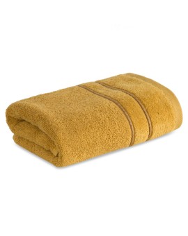 Ręcznik kąpielowy 50x90 cm bawełniany kolor musztardowy z kontrastującymi paseczkami 500 g/m2 SIBEL Eurofirany | Time- 2