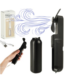 Wiatrak biurkowy wentylator mini ręczny składany wiatraczek przenośny USB czarny