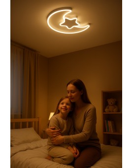 Lampa LED sufitowa plafon do pokoju dziecięcego ściemniana + pilot księżyc biała Kik Sp. z o. o. Sp. k. | Time- 2