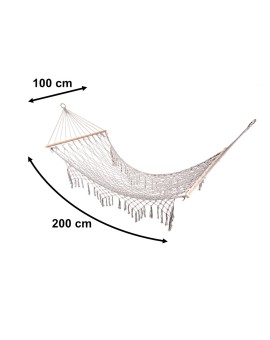 Hamak ogrodowy boho siatka frędzle leżak wiszący makrama 200cm Szary Kik Sp. z o. o. Sp. k. | Time- 2