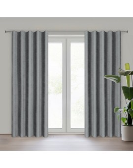 Zasłona szara z tkaniny welurowej 100x260 cm fala 1:1,5 Dora