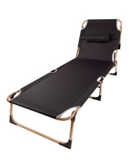 Łóżko polowe LUARO składane turystyczne kanadyjka leżanka z regulacją 193 cm szare