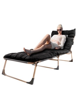 Łóżko polowe LUARO turystyczne składane leżak biznesowy 193 cm czarny Kik Sp. z o. o. Sp. k. | Time- 2