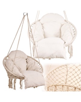 Huśtawka ogrodowa LUARO bocianie gniazdo z poduszką XXL ecru 80cm 150kg Kik Sp. z o. o. Sp. k. | Time- 2