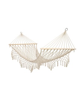 Hamak ogrodowy brazylijski boho siatka frędzle 200cm 150kg Ecru