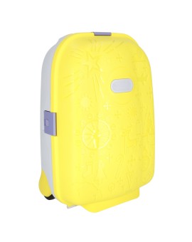 Walizka podróżna kabinowa dla dzieci na kółkach LED bagaż podręczny z imieniem żółty