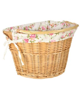 Koszyk rowerowy wiklinowy na rower RALLEX przedni pleciony click w kwiaty