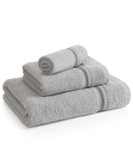 Ręcznik do rąk 30x50 cm bawełniany kolor srebrny w kontrastujące pasy 500 g/m2 TRIS