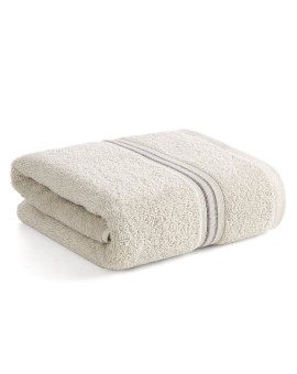 Ręcznik kąpielowy 50x90 cm bawełniany kolor beżowy w kontrastujące pasy 500 g/m2 TRIS Eurofirany | Time- 2