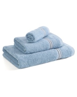 Ręcznik kąpielowy 50x90 cm bawełniany kolor niebieski w kontrastujące pasy 500 g/m2 TRIS