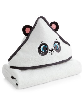 Ręcznik kąpielowy dziecięcy  100x100 cm bawełniany kolor biały z kapturem i aplikacją pandy 450 g/m2 BABY 73 Eurofirany