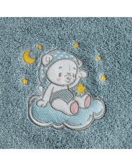 Ręcznik kąpielowy dziecięcy 70x140 cm bawełniany kolor niebieski z aplikacją misia 450 g/m2 BABY 75 Eurofirany | Time- 2