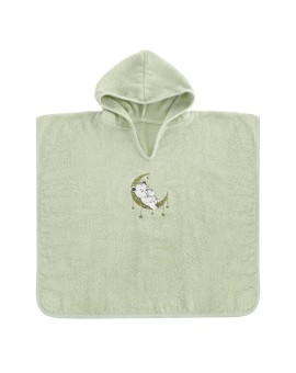 Ponczo kąpielowe dziecięce 60x120 cm bawełniane kolor miętowy z aplikacją misia 310 g/m2 BABY 74