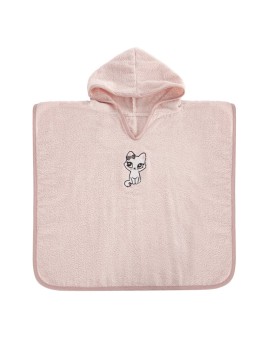 Ponczo kąpielowe dziecięce 60x120 cm bawełniane kolor różowy z aplikacją kotka 310 g/m2 BABY 72 Eurofirany
