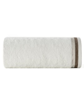 Ręcznik kąpielowy 50x90 cm bawełniany kolor kremowy z bordiurą w pasy 550 g/m2 NIKO Eurofirany | Time- 2