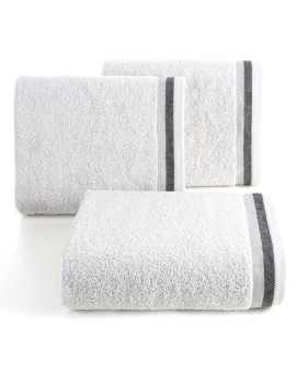 Ręcznik do rąk 30x50 cm bawełniany kolor jasnoszary z bordiurą w pasy 550 g/m2 NIKO