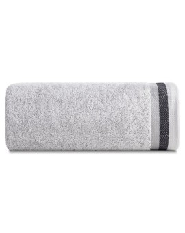 Ręcznik kąpielowy 70x140 cm bawełniany kolor jasnoszary z bordiurą w pasy 550 g/m2 NIKO Eurofirany | Time- 2