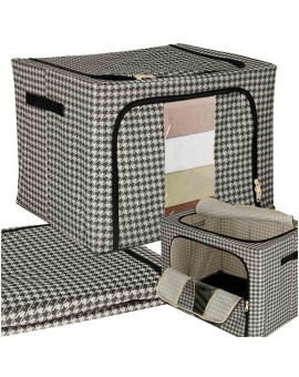 Organizer na pościel ubrania do szafy pokrowiec torba ze stelażem biały czarny 100L